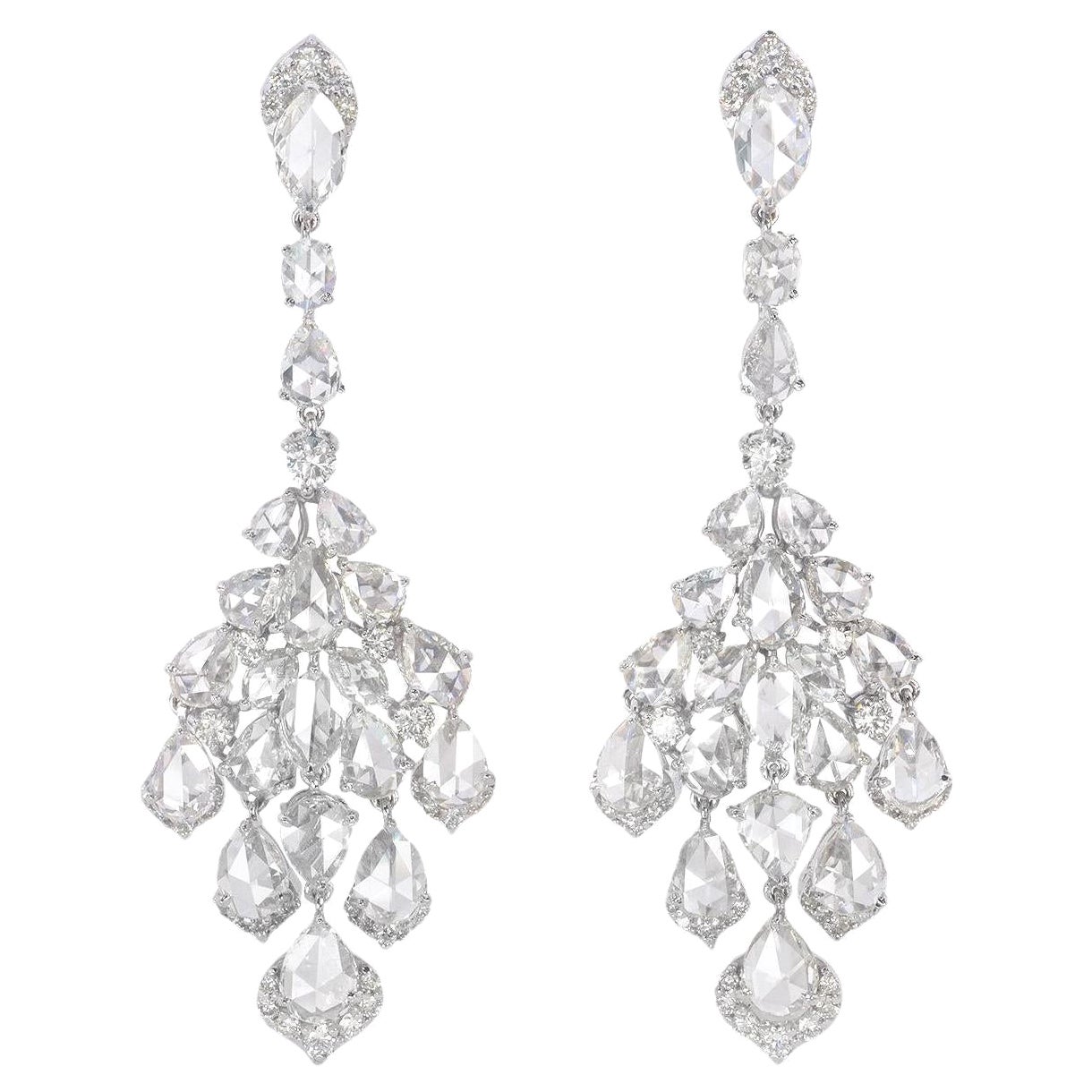 6.90 Carat Diamond Chandelier Drop 18K Gold Drop Earrings For Sale
