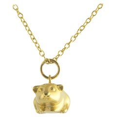 Ico & der Vogel mit Türkis Berg Myanmar Meerschweinchen Zodiac 18k Gold Halskette