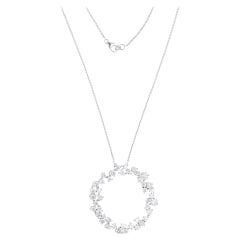 5.98 Carat SI/HI Diamond Circle Pendant Necklace 10 Karat White Gold Jewelry