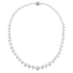 15.39 Ct SI Clarity HI Color Pear Diamond Necklace 14 Karat White Gold Jewelry