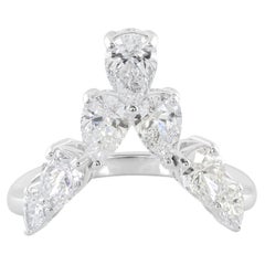 1.79 Carat SI Clarity HI Color Diamond Chevron Ring 14 Karat White Gold Jewelry