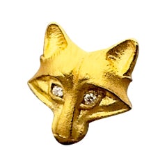 Geoffrey Good 18k Yellow Gold "Cunning Fox" Stud Earrings with Natural Diamonds