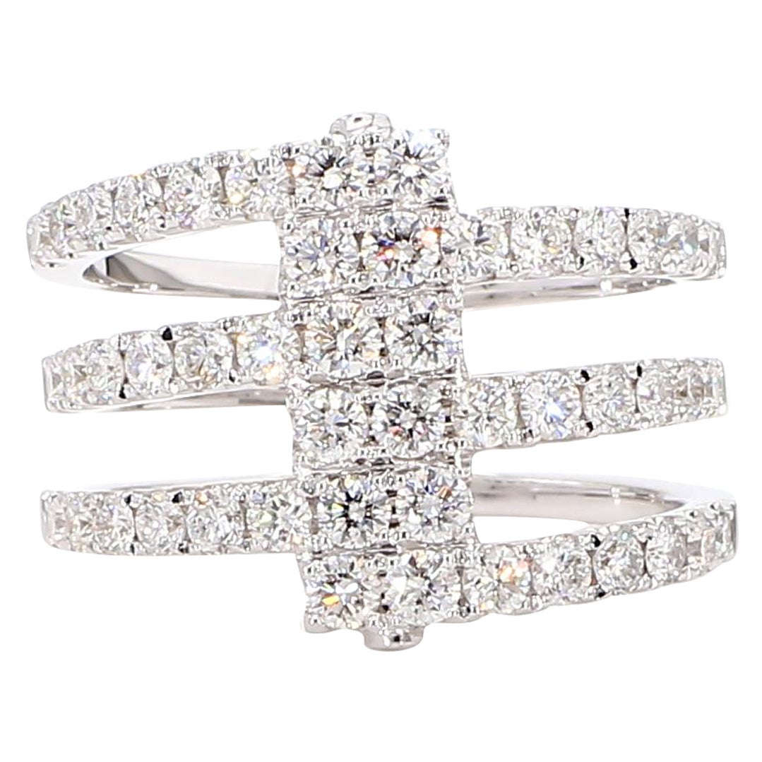 Natural White Round Diamond 1.35 Carat TW White Gold Cocktail Band For Sale