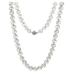 Carved Rock Crystal Necklace with Diamond Clasp
