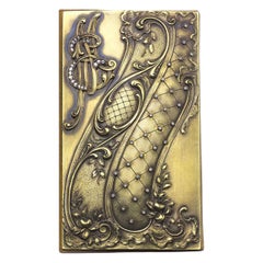 Antique Art Nouveau Diamond Gold and Leather Card Wallet, Circa 1900