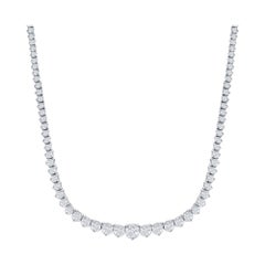 Graduated Tennis Necklace in 14k White Gold with 10.02ct of Natural Diamonds