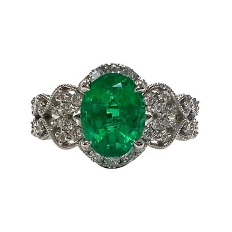 2.05 CTS Emerald Oval Ring For Sale