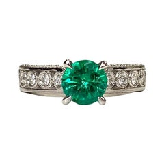 Colombian Emerald Round Ring 1.00 CT