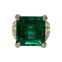Smaragd-Smaragdschliff-Ring 14,95 Karat