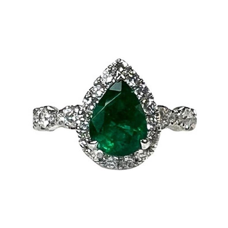 1.31 CTS Emerald Pear Ring For Sale