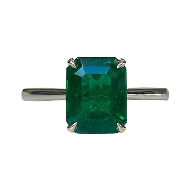 Solitaire Emerald EC Ring 1.84 CTS For Sale