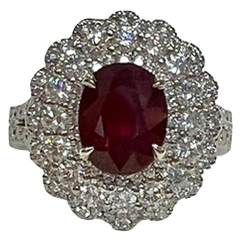 2.41 CTS Ruby Oval Ring For Sale