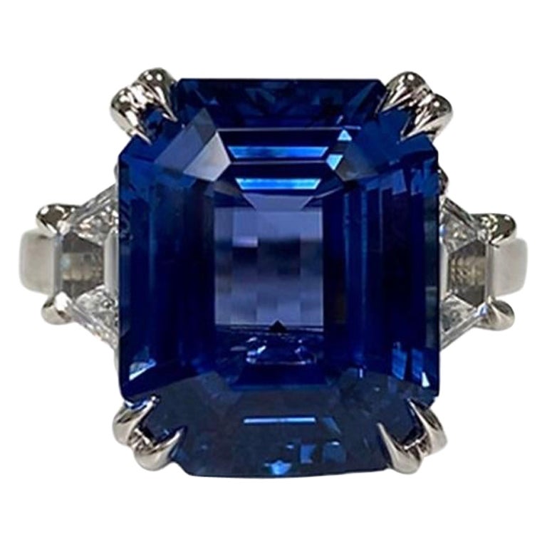 Sapphire Emerald-Cut Ring 11.38 CT For Sale