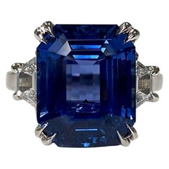 Sapphire Emerald-Cut Ring 11.38 CT