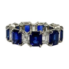 Ceylon Sapphire Emerald-Cut Eternity Band 6.84 Cts