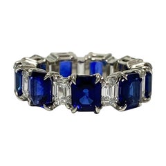 Ceylon Sapphire Emerald-Cut Eternity Band 6.84 Cts