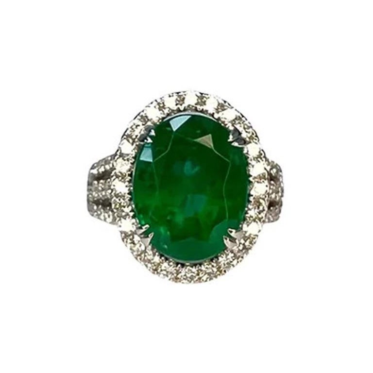 5.31 Carat Emerald Oval Ring For Sale