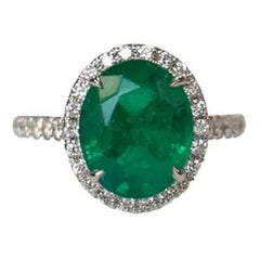 3.41 Carat Emerald Halo Ring