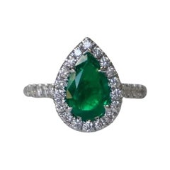 1.85 Carat Emerald Pear Ring