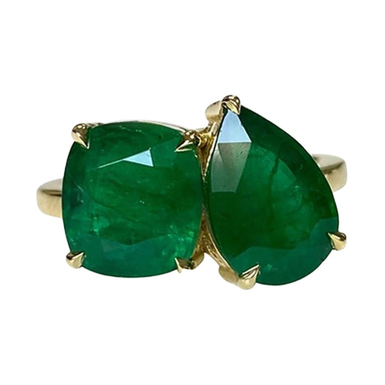 Toi Et Moi Emerald Ring 5.26 CT For Sale