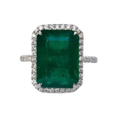 7.84 Carat Emerald Halo Ring