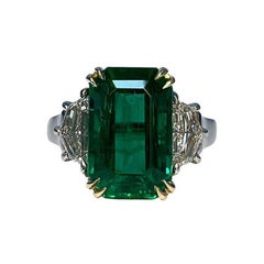 4.23 Carat Emerald Three Stone Ring