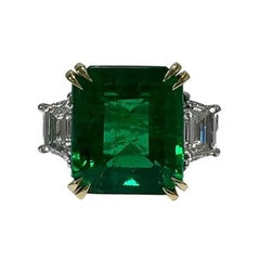 5.97 Carat Three Stone Emerald Ring