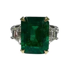 4.97 Carat Emerald Three Stone Ring