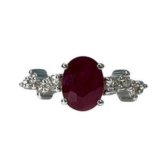 1.5 Carat Ruby Oval Cluster Ring