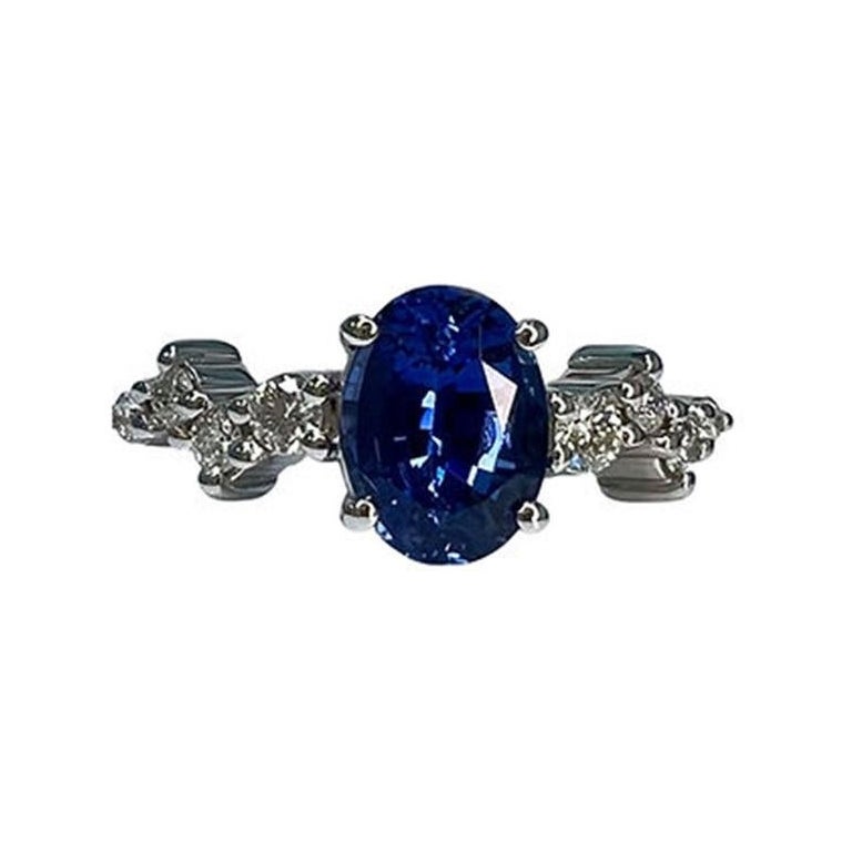 1.7 Carat Sapphire Oval Cluster Ring