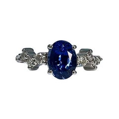 1.7 Carat Sapphire Oval Cluster Ring