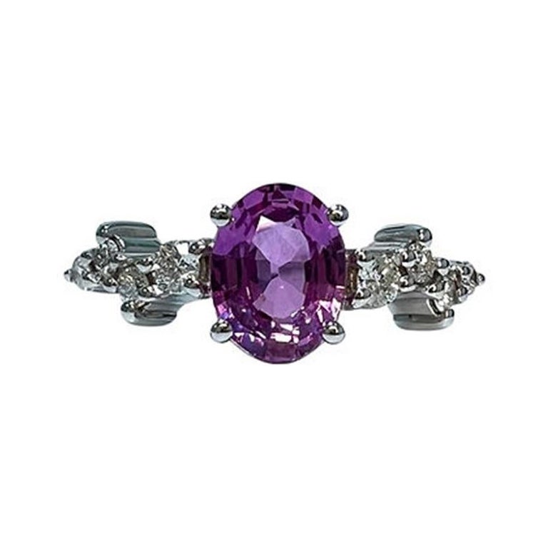 1.35 Carat No Heat Pink Sapphire Oval Cluster Ring For Sale