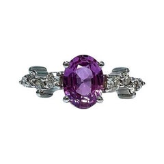 1.35 Carat No Heat Pink Sapphire Oval Cluster Ring
