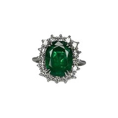 4 Carat Emerald Cushion Ring