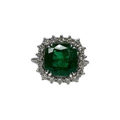3.5 Carat Emerald Cushion Ring