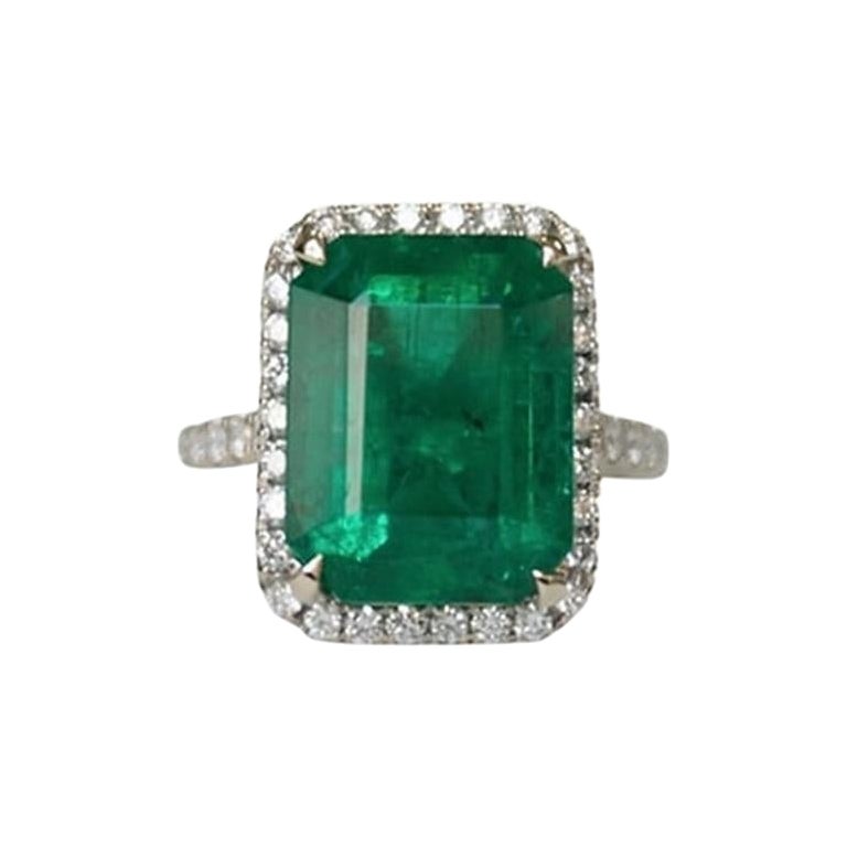 7.8 Carat Emerald Emerald Cut Ring For Sale