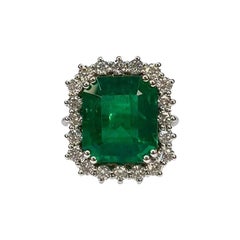 5.69 Carat Emerald Halo Ring