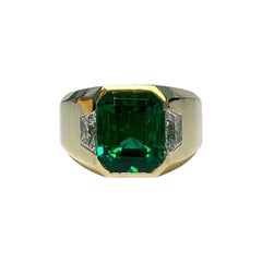 3,02 Karat Smaragd-Lünette-Ring mit Smaragd