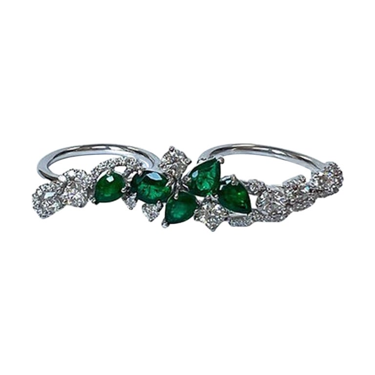 2.12 Carat Emerald Oval/Pear Ring For Sale