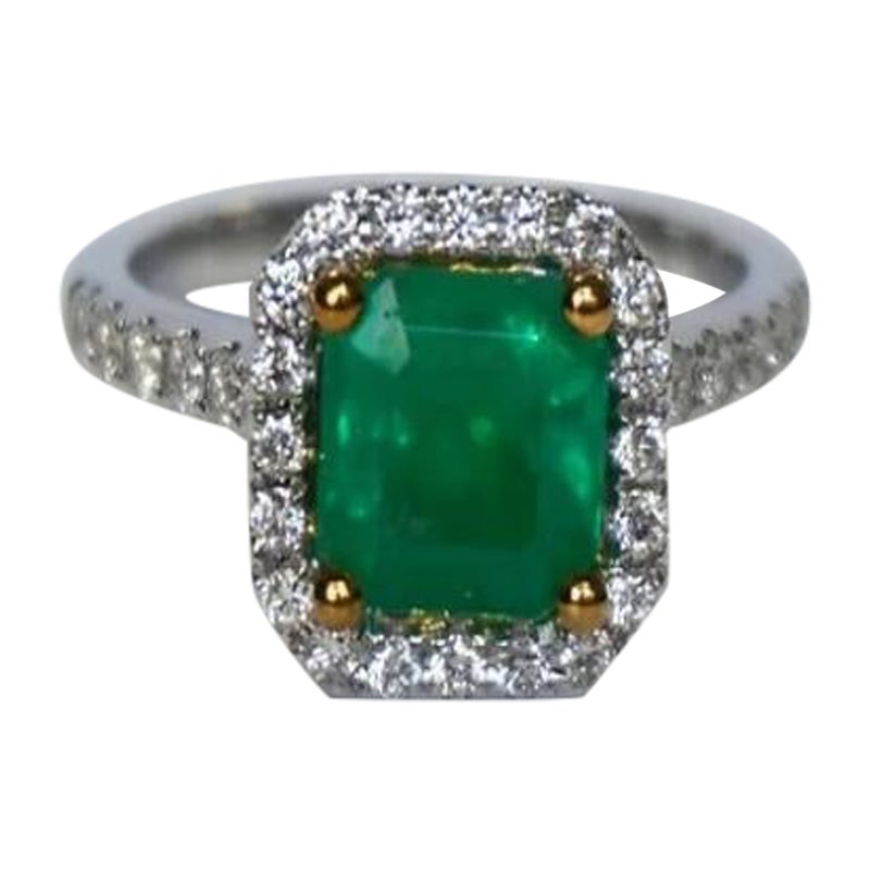 1.95 Carat Colombian Emerald EC Ring For Sale