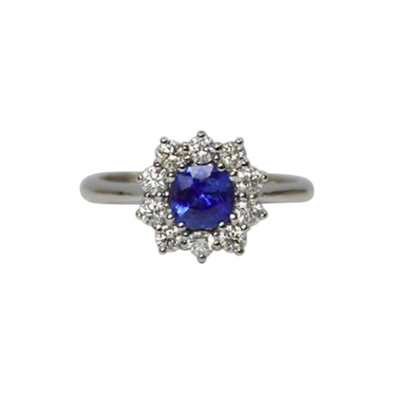 0.62 Carat Sapphire Cushion Ring For Sale