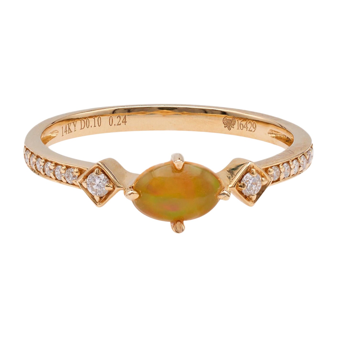Opal Diamond 14k Yellow Gold Ring For Sale