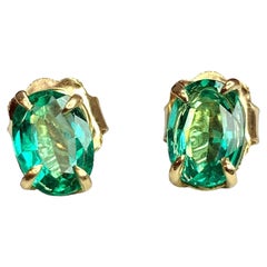 Used Deborah Murdoch 18K Yellow Gold 1.32ct Emerald Earrings