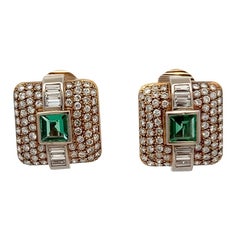 Vintage Emerald and Diamond Earrings