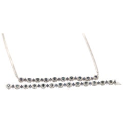 Diamonds Sapphires Set Necklace Bracelet White Gold, 1975
