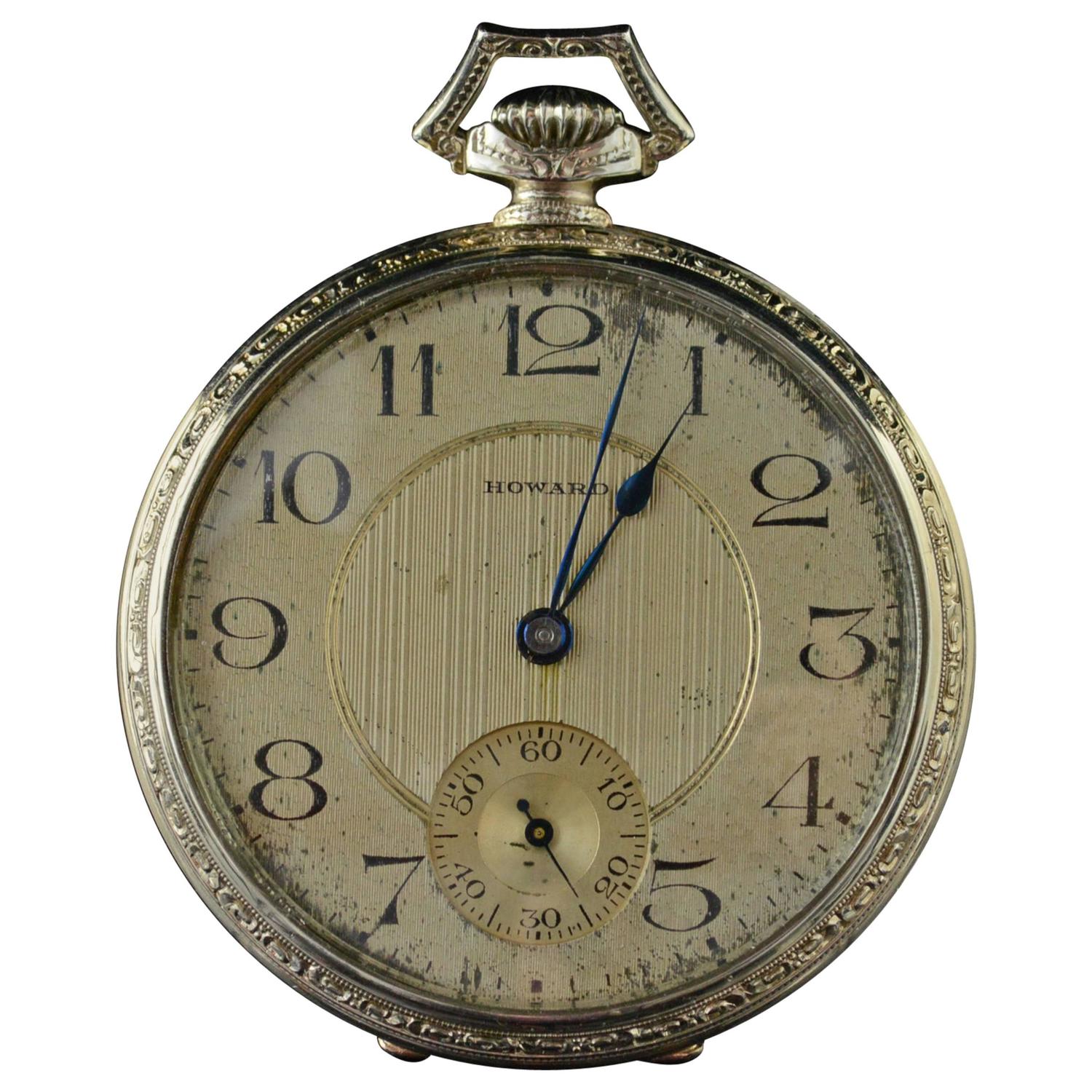 1928 Knights of Columbus La Rubida Gold Howard Pocket Watch For Sale at