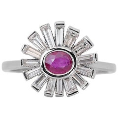 Stunning 1.20ct Ruby and Diamonds Halo Ring in 18k White Gold - IGI Certified