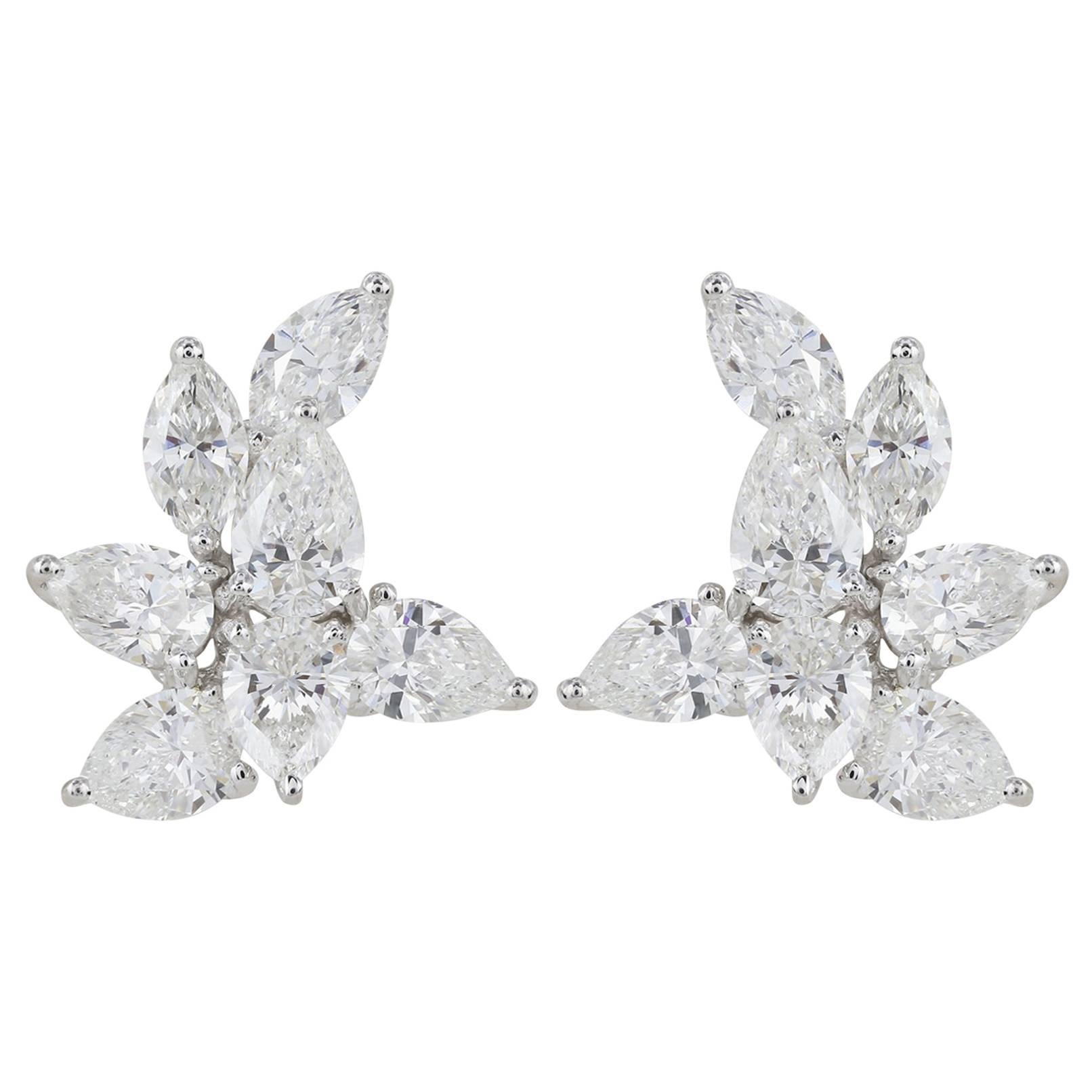 3.49 Carats Diamonds Cluster Earrings For Sale