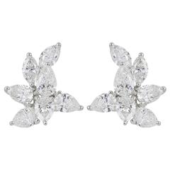 3.49 Carats Diamonds Cluster Earrings