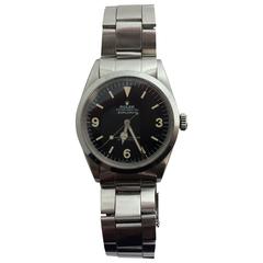 Vintage Rolex Stainless Steel black dial Explorer Wristwatch Ref 1016